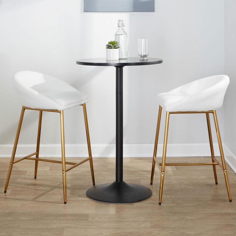 LumiSource Matisse Counter Stool with White Cushion in Gold &#40;Set of 2&#41;, , large