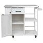 Hearth and Haven Outdoor Kitchen Island Cart with Stainless Steel Top, Towel and Spice Racks in White, , large