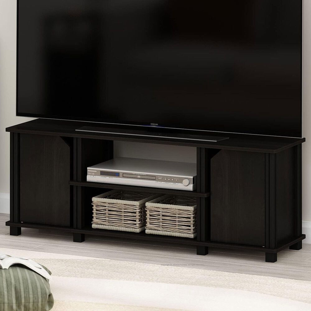 HOMLUX 43.8" TV Stand with 2-Door in Espresso and Black, , large