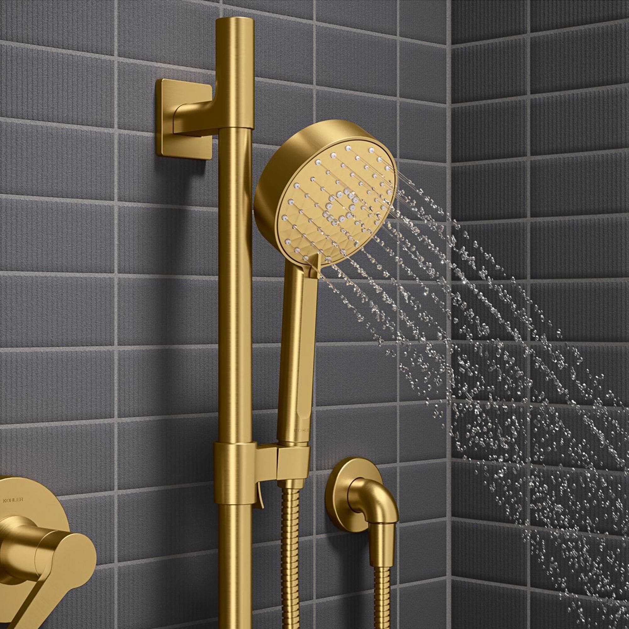 Kohler Awaken Showering Kit in Vibrant Brushed Moderne Brass