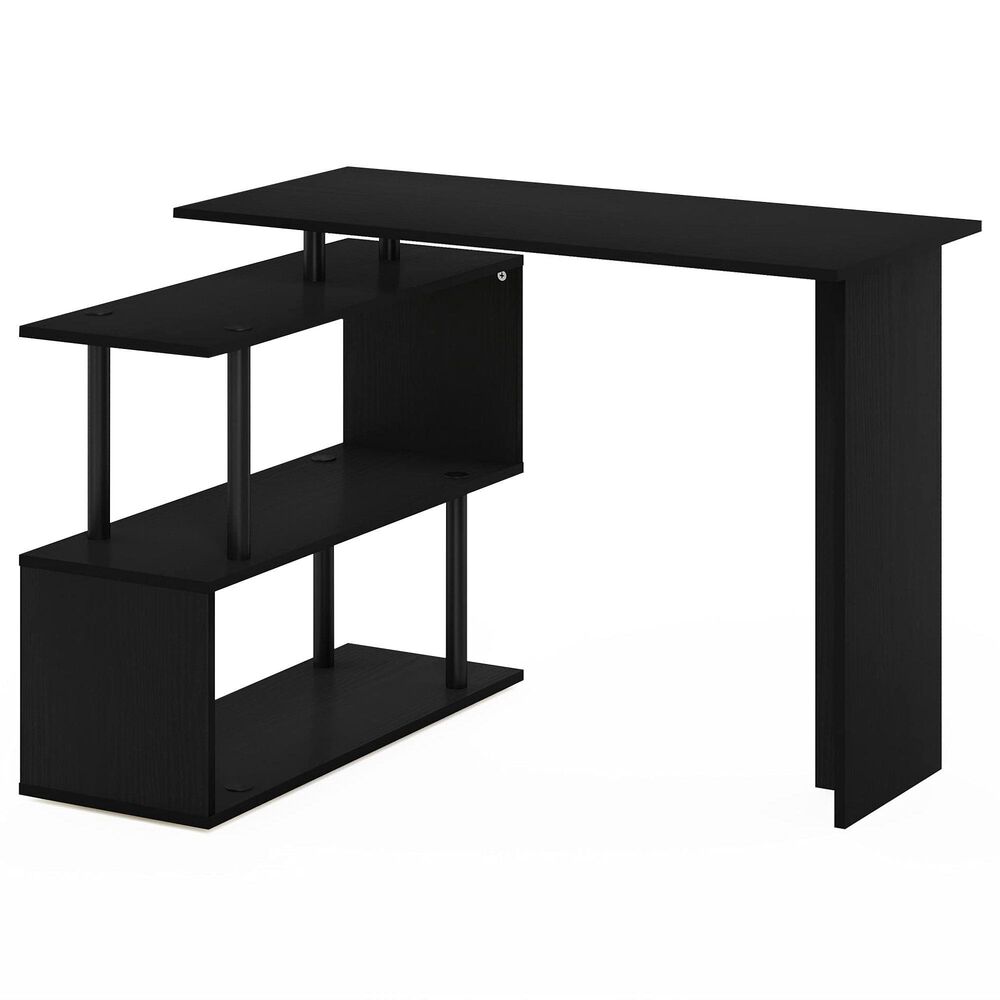 HOMLUX 3-Tier Shelves L-Shape Computer Desk in Americano and Black, , large
