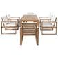 HOMLUX 7-Piece Patio Dining Set with 69" Rectangular Light Teak Table and Umbrella Hole in Beige, , large