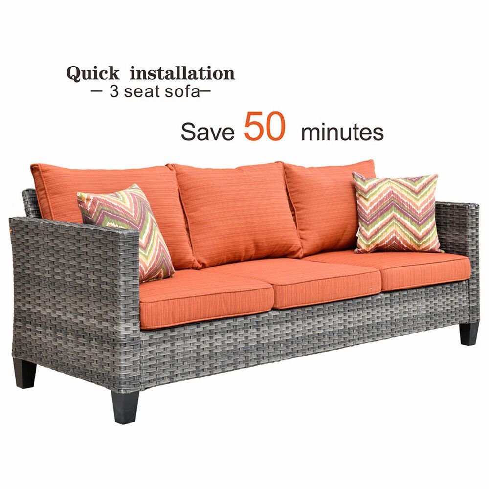 HOMLUX 7-Piece Patio Sofa Set in Orange, , large