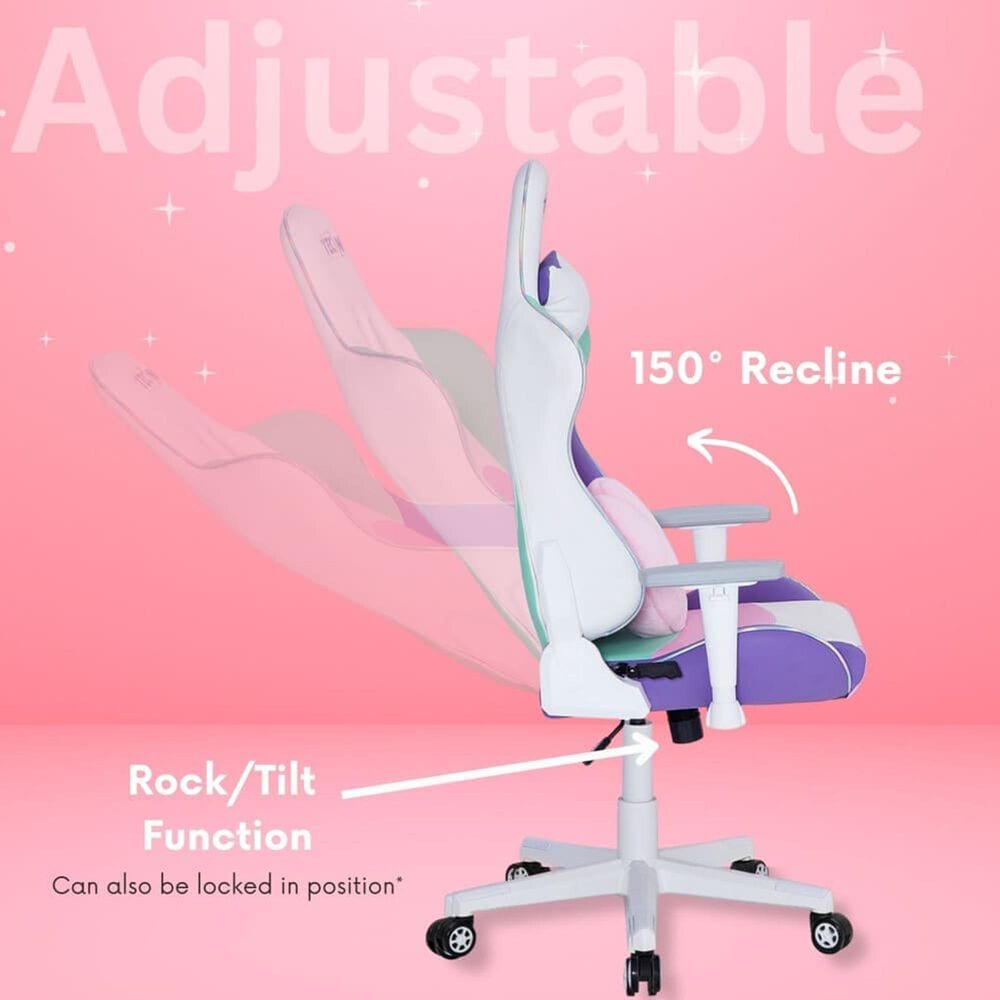 Techni Sport Kawaii Gaming Chair in Purple, Pink, Teal and White, , large