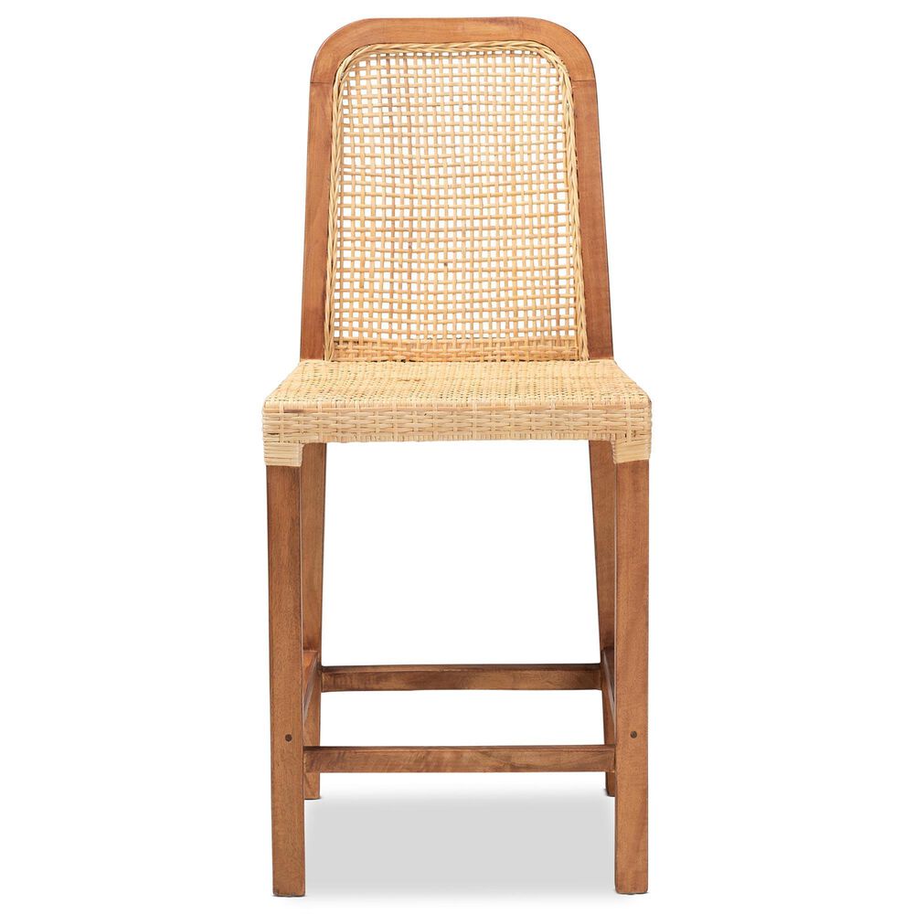 Baxton Studio Caspia Counter Stool in Walnut Brown, , large