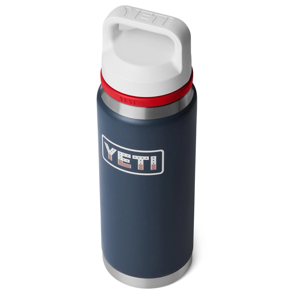 YETI Rambler 26 Oz Water Bottle with Chung Cap in Navy, Red, White and Badge, , large