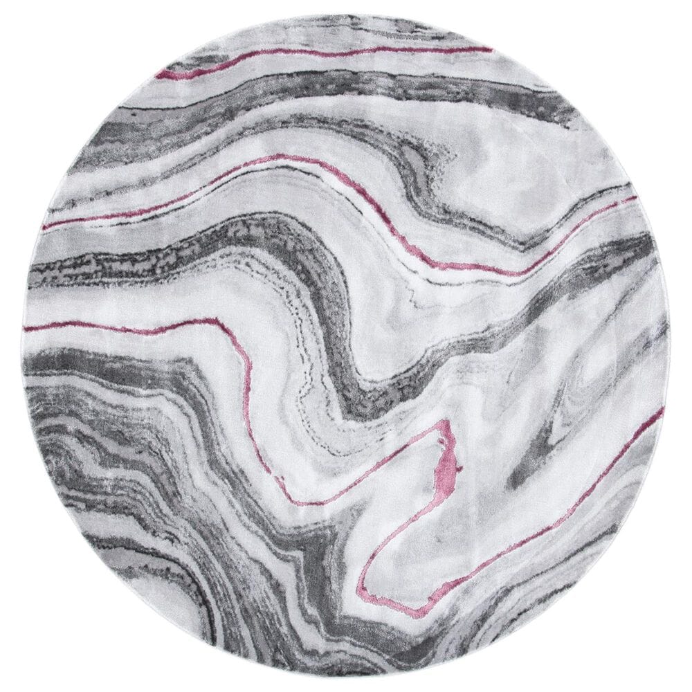 Safavieh Craft CFT819S 6"7" Round Grey and Wine Area Rug, , large