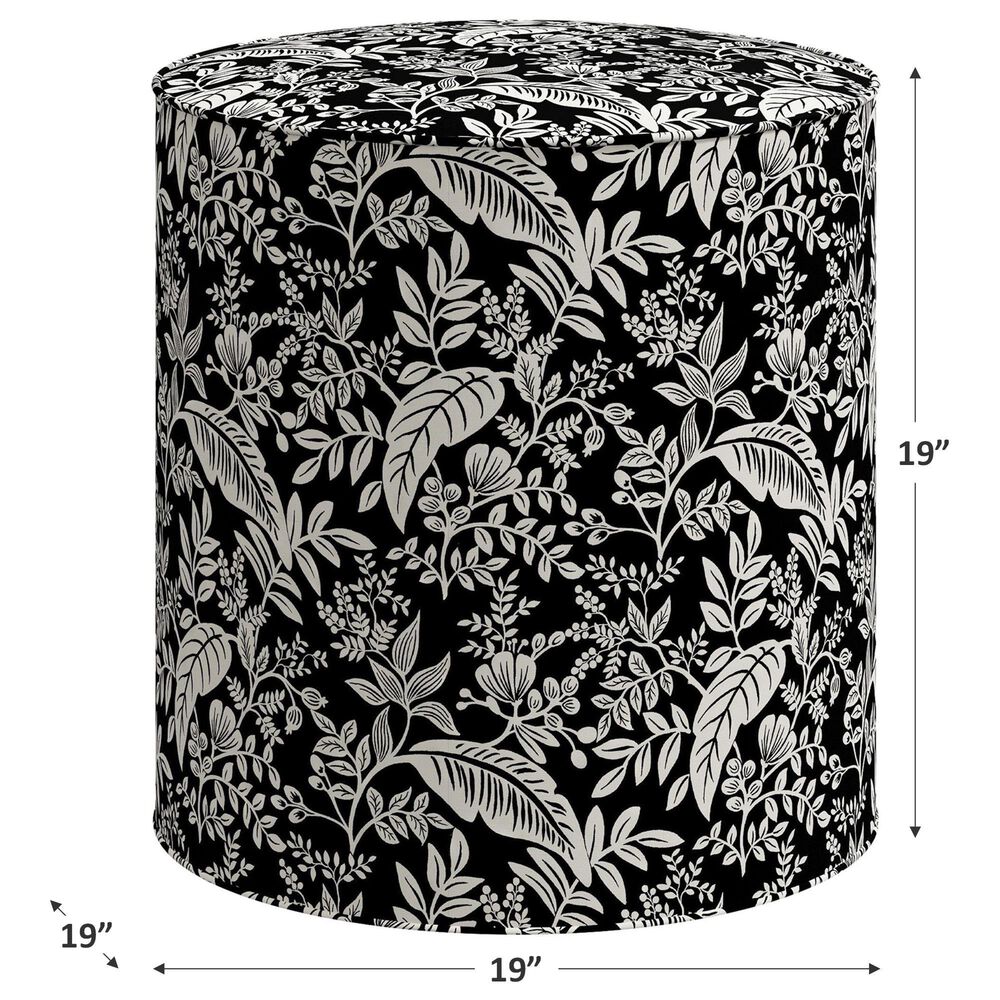 Rifle Paper Co Crafted by Cloth and Company Billie Ottoman in Canopy Black/Cream, , large