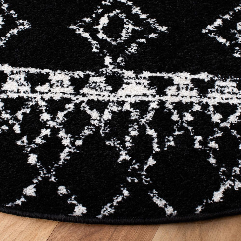 Safavieh Tulum  6&#39;7&quot; Round Black and Ivory Area Rug, , large