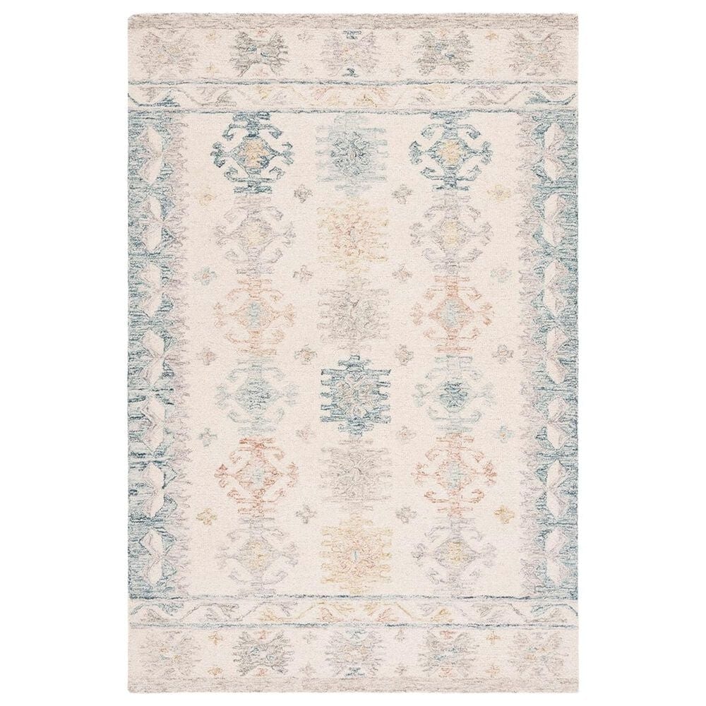 Safavieh Micro-Loop MLP476M 5" x 8" Ivory and Blue Area Rug, , large