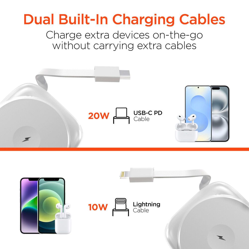 Hypercel Mag Grip Go 5000mAh Magnetic Wireless Fast Charge Power Bank in White, , large