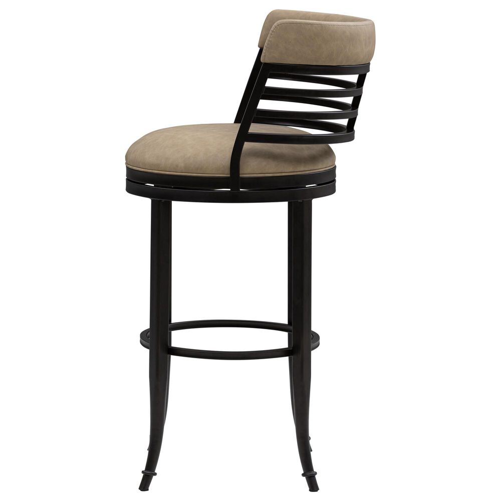Armen Living Telia Bar Height Stool with Mushroom Brown Upholstery in Dark Brown, , large