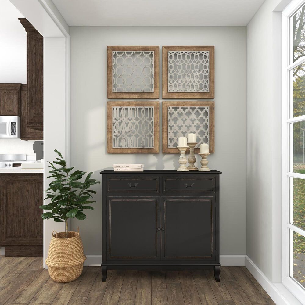 Maple and Jade 19&quot; x 19&quot; Square Home Wall Decor with Trellis Cutouts in Brown and Silver &#40;Set of 4&#41;, , large