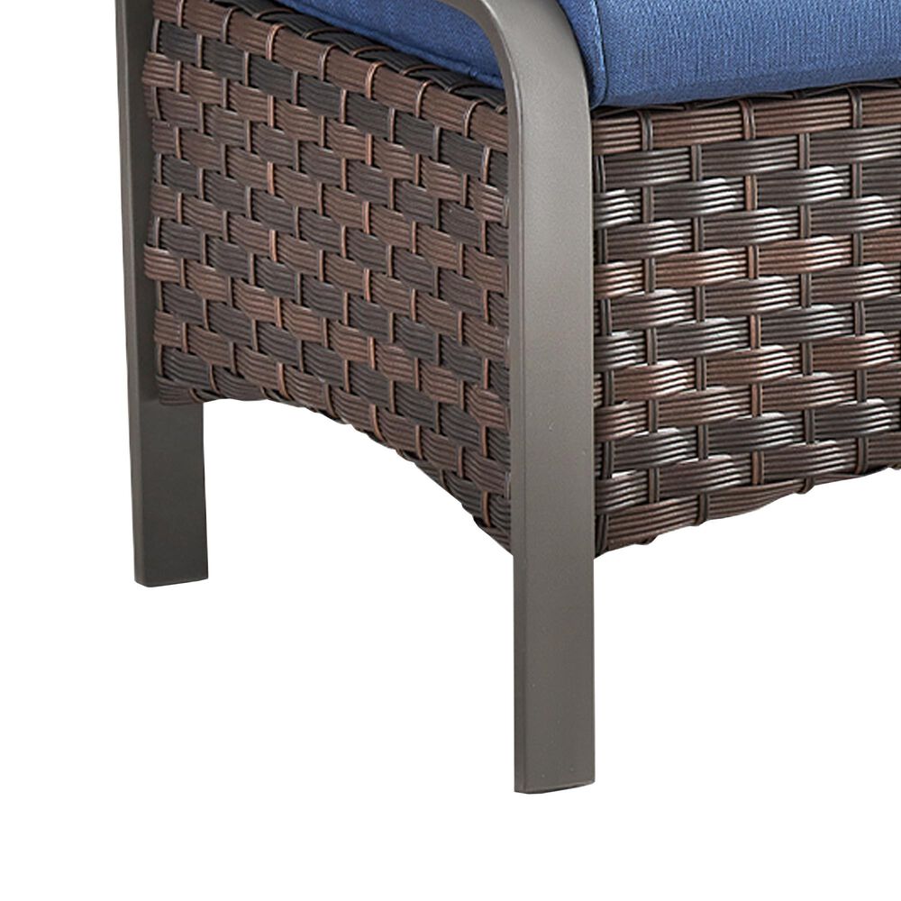 Sunwell Garden Outdoor Ottoman with Navy Cushion in Brown (Set of 2), , large