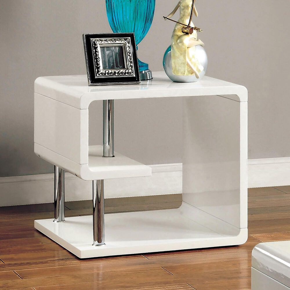 Furniture of America Appel 2-Piece Occasional Table Set in White and Chrome, , large
