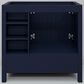 Lexora Home Jacques 36" Left Offset Single Bathroom Vanity in Navy Blue with 2 cm White Carrara Marble Top and Rectangular Sink, , large