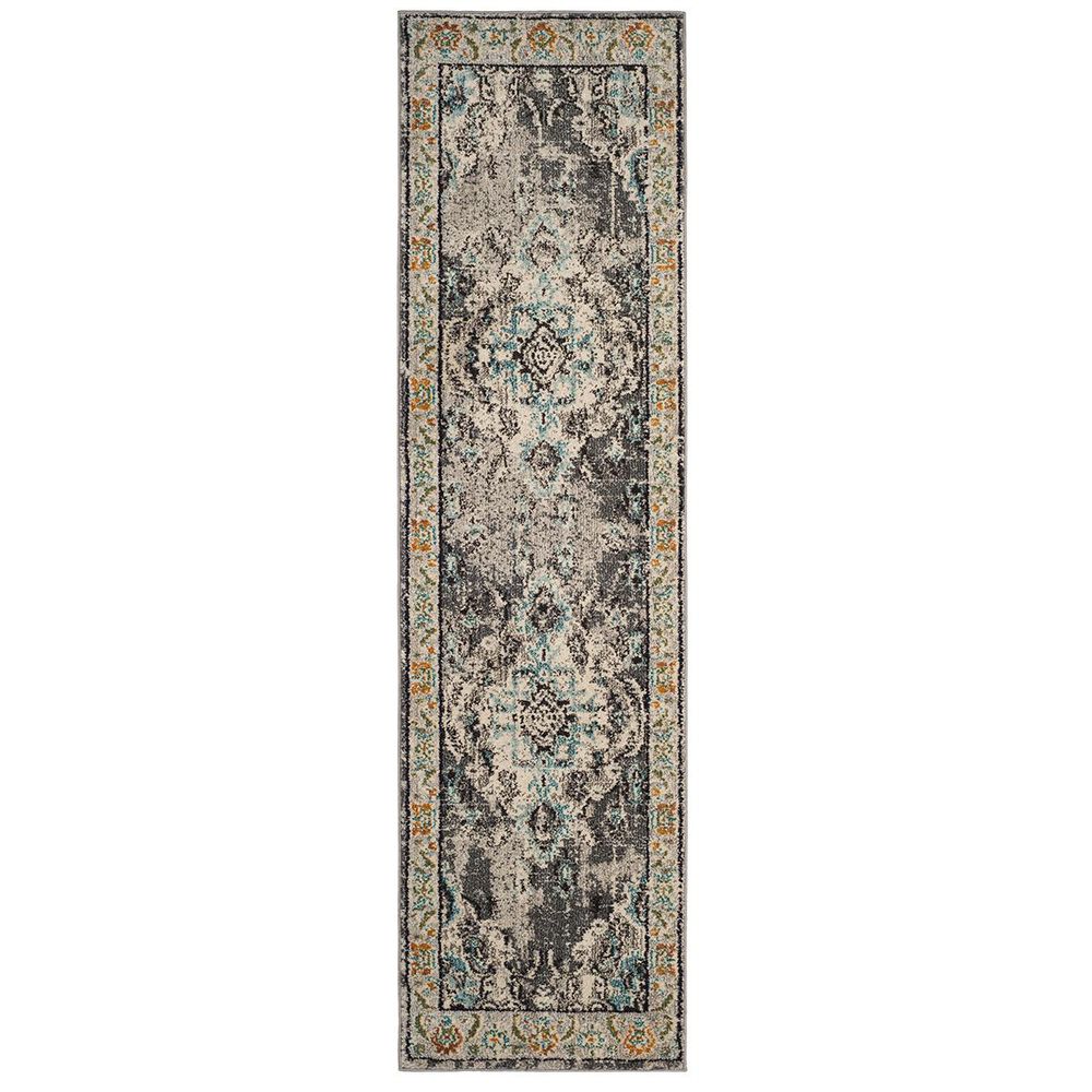 Safavieh Monaco MNC243G-28 2&#39;2&quot; x 8&#39; Grey/Light Blue Runner, , large