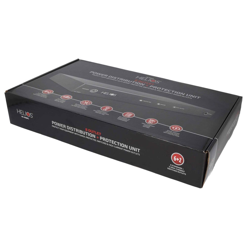 Helios 8-Outlet Rack Mountable Surge Protector in Black, , large