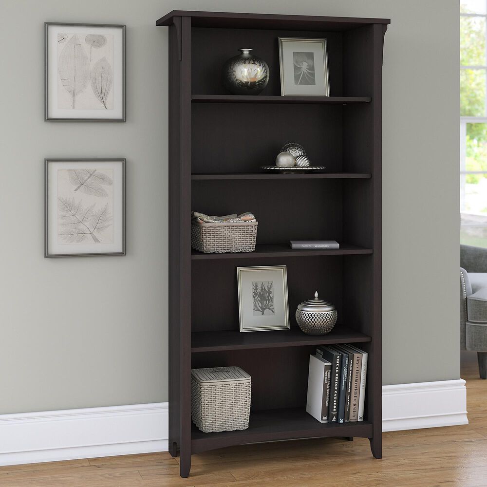 Bush Salinas 5-Shelf Bookcase in Vintage Black, , large