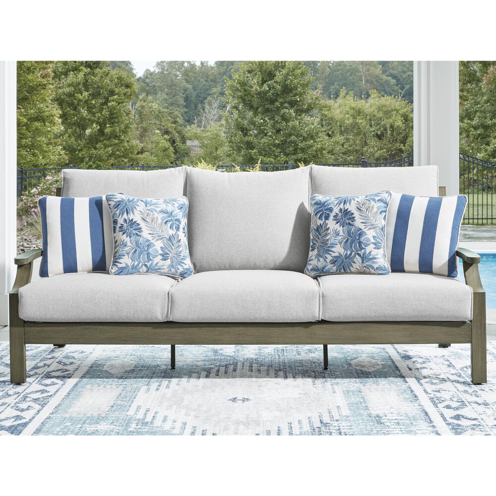 Ashley Rainier Ranch Outdoor Sofa with Beige Cushion in Brown, , large
