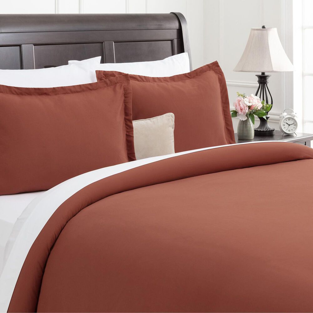 Chanasaya Home 3-Piece Queen Duvet Cover Set in Rust, , large