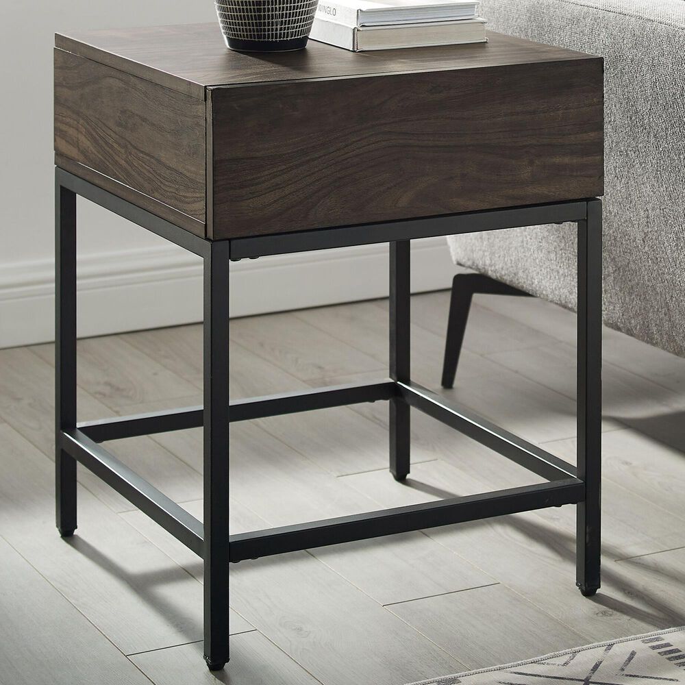 Crosley Furniture Jacobsen End Table in Brown Ash/Matte Black, , large