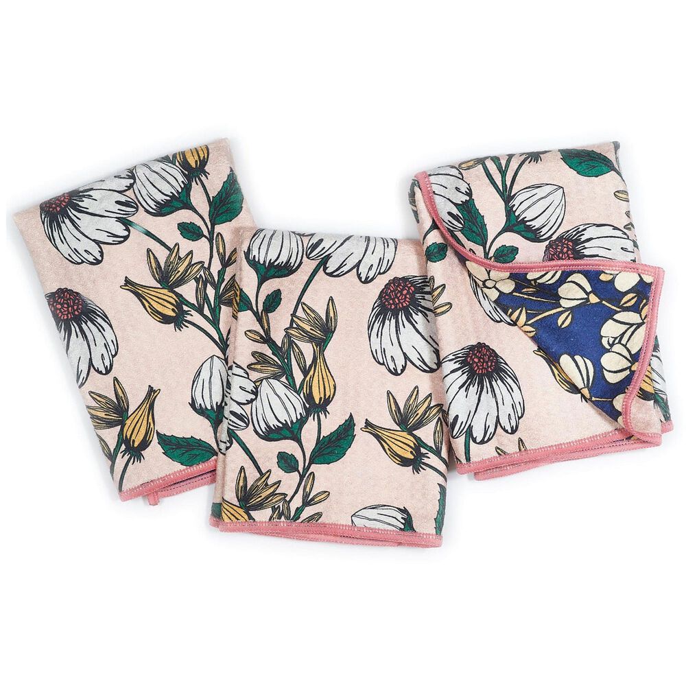 Once Again Home Sunflower Trail Reversible Mighty Mini Towel in Vanilla &#40;Set of 3&#41;, , large