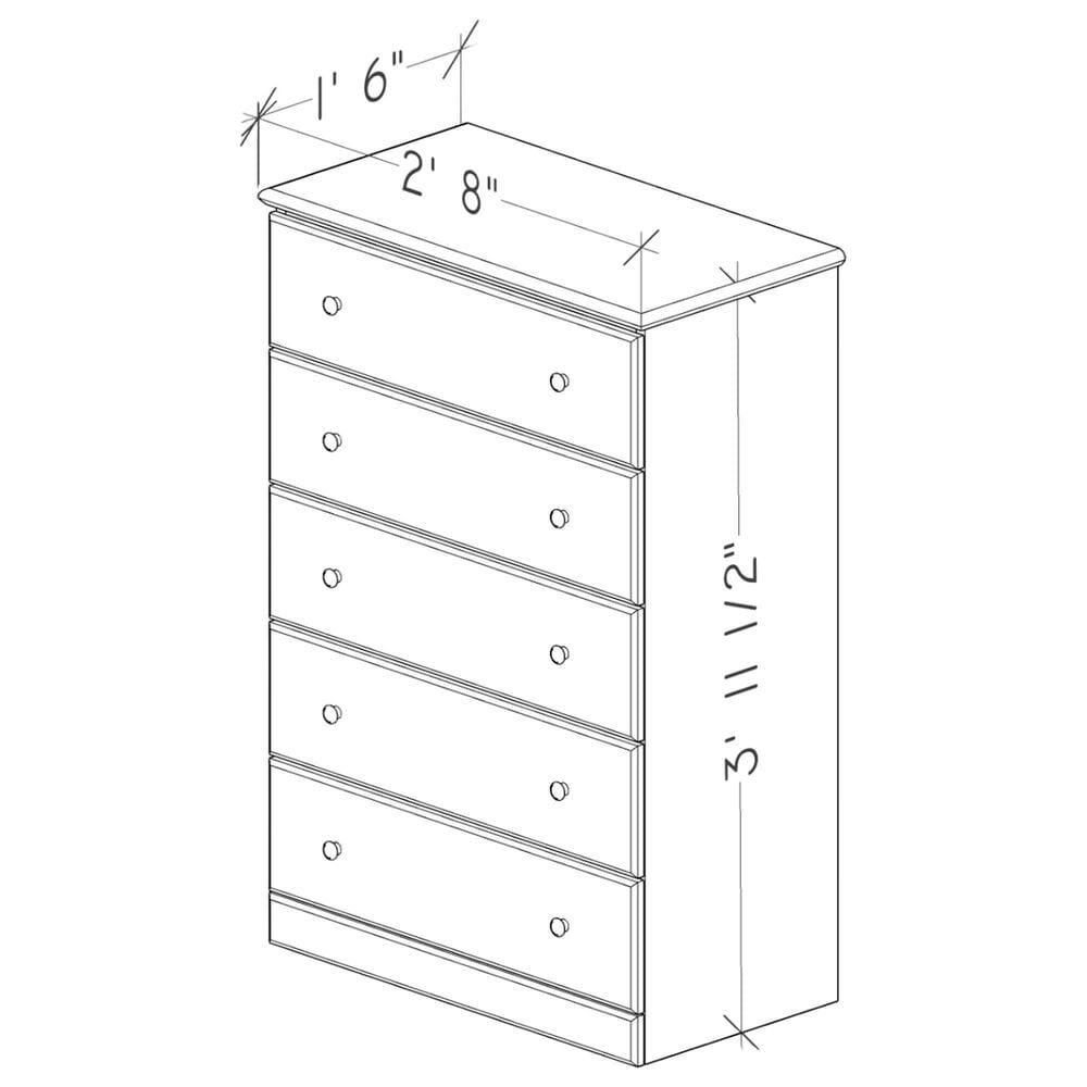 Lemoore Big Chester 5-Drawer Chest in Grey Walnut, , large