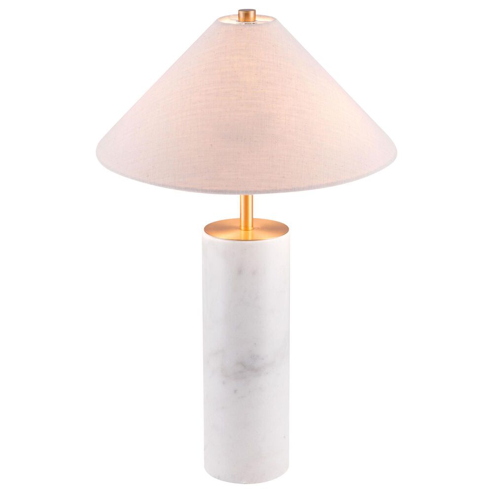 Zuo Modern Ciara Table Lamp in White Marble and Brass, , large