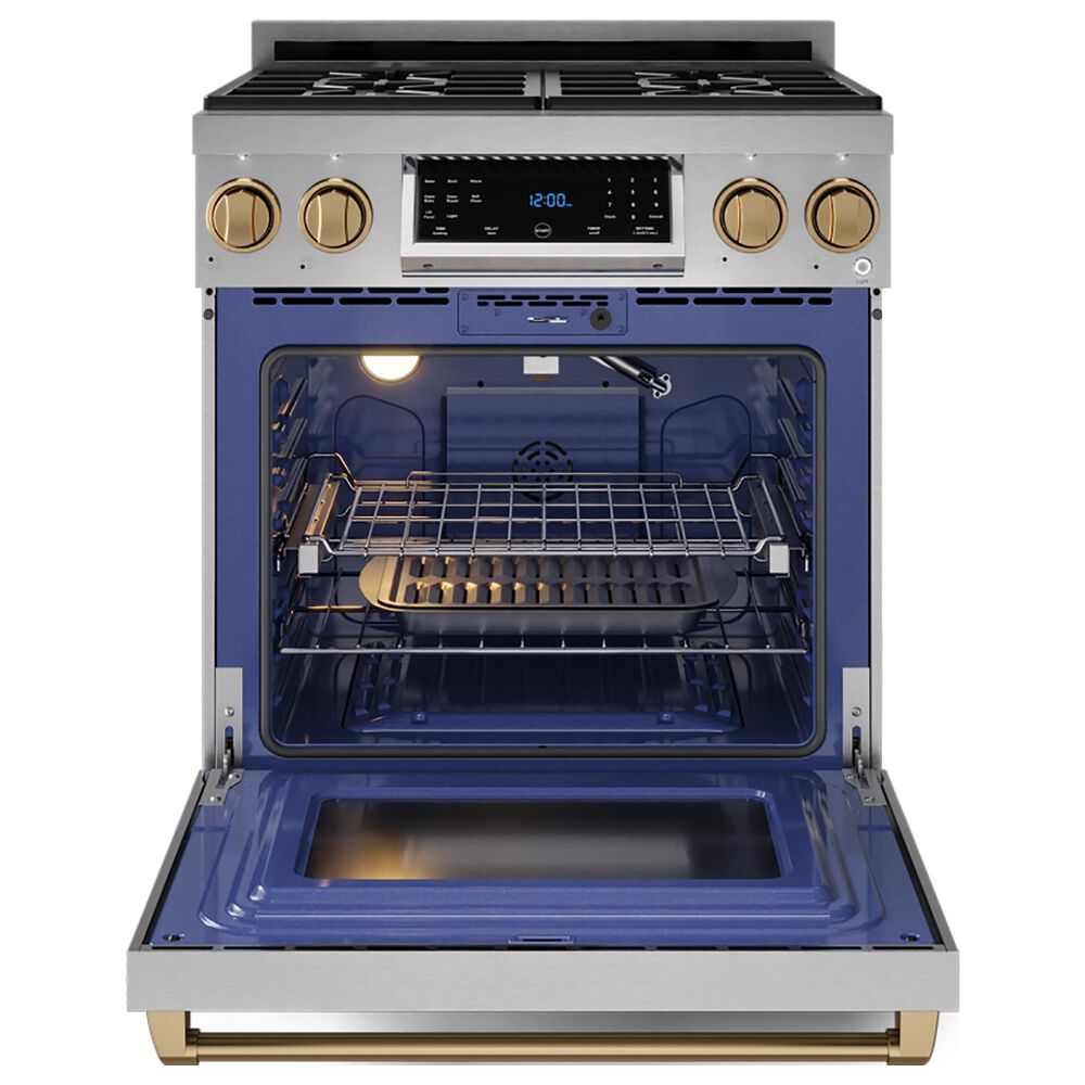 Thor Kitchen Gordon Ramsay 4.55 Cu. Ft. 30&quot; Professional Natural Gas Range with Bronze Handle Kit in Stainless Steel, , large