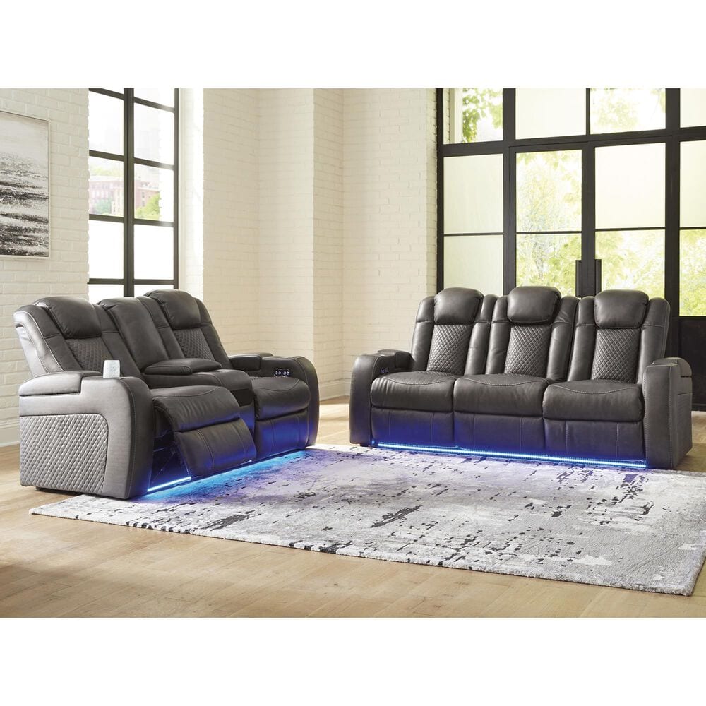 Ashley Fyne-Dyme 2-Piece Power Reclining Living Room Set in Shadow, , large