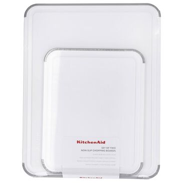 KitchenAid 2-Piece Polypropylene Chopping Board Set in White and Gray, , large