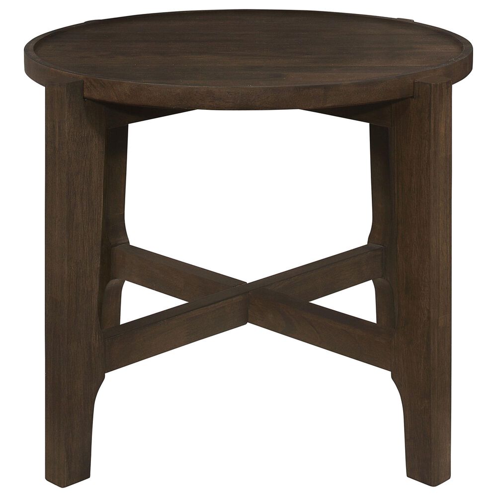 Pacific Landing Cota Round End Table in Dark Brown, , large