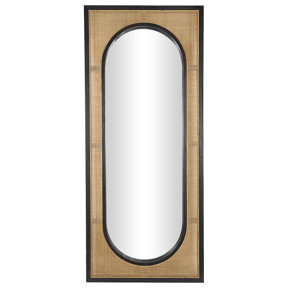 Maple and Jade Rattan Leaner Wall Mirror in Brown and Black, , large