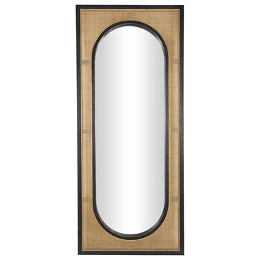 Maple and Jade Rattan Leaner Wall Mirror in Brown and Black, , large