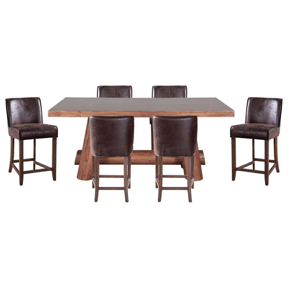 Home Trends & Design Timbers Barrel and Buddy 7-Piece Rectangular Dining Set in Light Vinegar and Matte Brown, , large