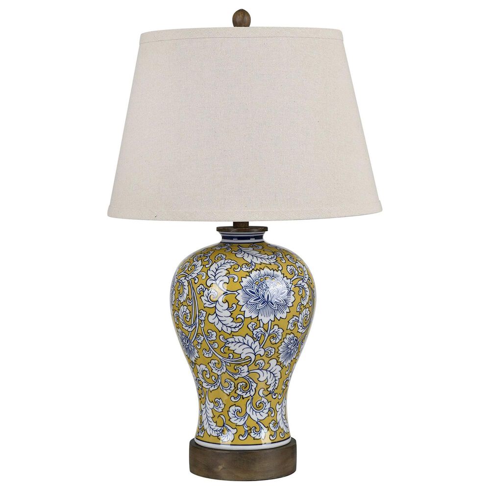 Porch View Chinoiserie Porcelain Table Lamp in Yellow, , large