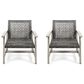 Hearth and Haven Hampton Outdoor Armchair with Wicker Seating in Black and Gray (Set of 2), , large