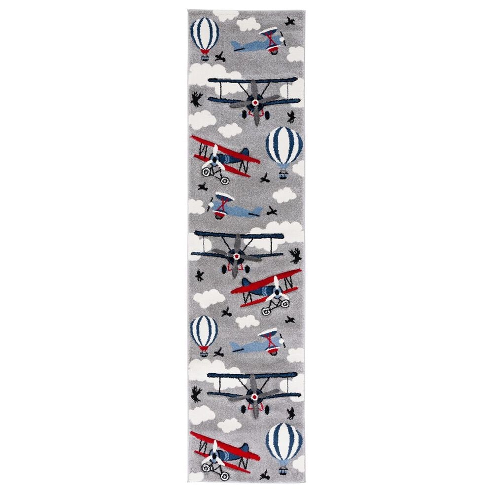 Safavieh Carousel 2"3" x 10" Light Grey and Red Kids Runner, , large