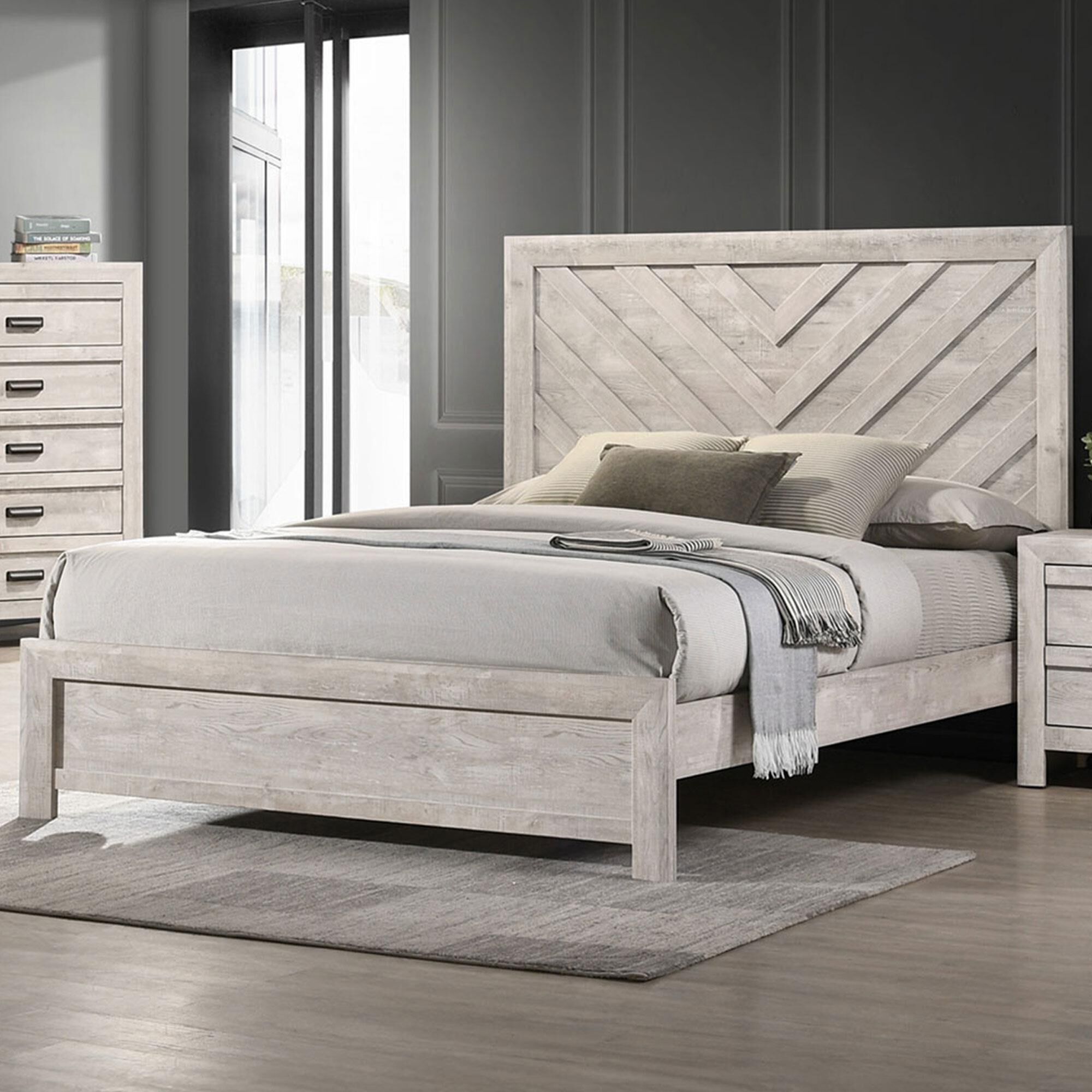 Crown Mark Valor Twin Panel Bed in Light Gray