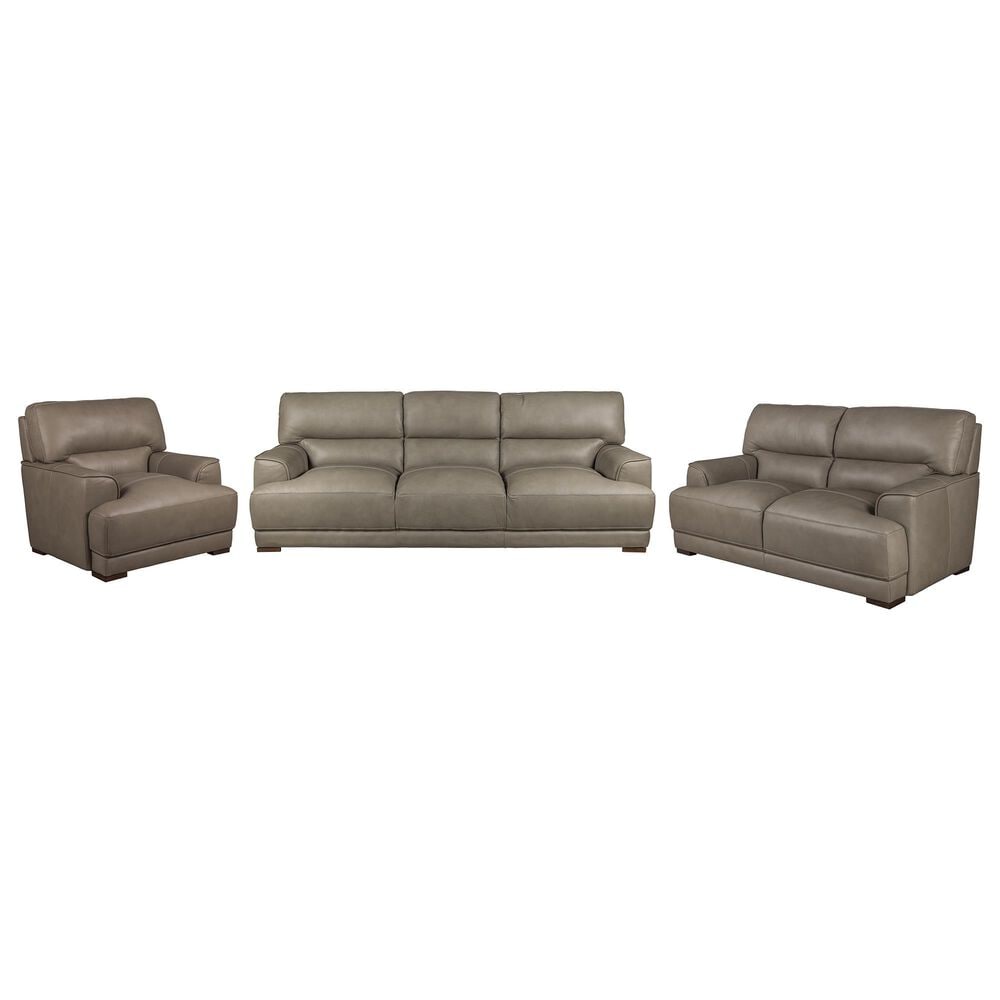 Bordeaux & Co 3-Piece Stationary Leather Living Room Set in Goodland Grey, , large