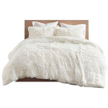 Hampton Park Malea 3-Piece King/California King Shaggy Fur Duvet Cover Set in Ivory, , large