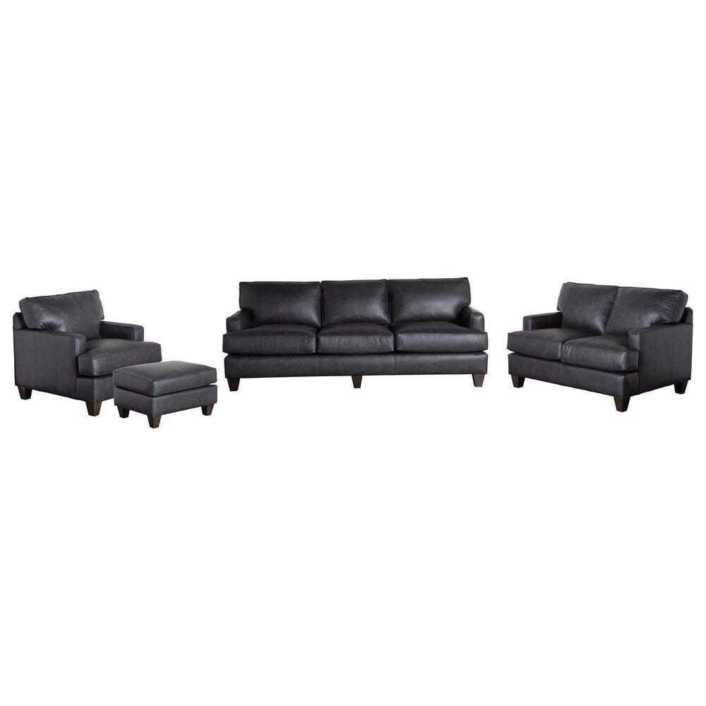 Craftmaster Furniture Corp 4-Piece Stationary Leather Living Room Set in Dark Gray, , large