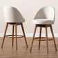 Baxton Studio Carra Swivel Bar Stool with Light Beige Cushion in Walnut (Set of 2), , large