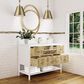 James Martin Vanities Olena 36" Single Vanity in Light Mappa Burl and Polished White with Single Hole 3 cm White Zeus Quartz Top & Backsplash, , large