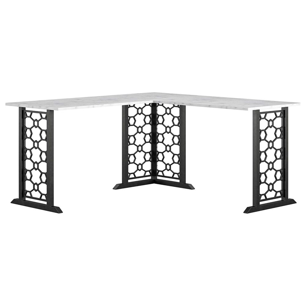 DHP Ella L-Desk in White Marble, , large