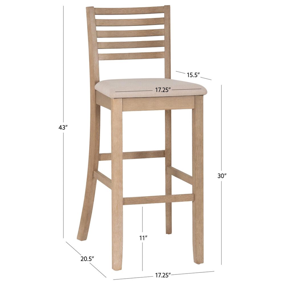 Linon Home Decor Torino Ladder Back Bar Stool in Grey Wash, , large