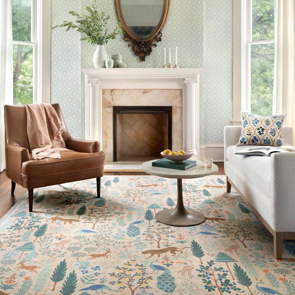 Rifle Paper Co. Menagerie MEN-02 7&#39;6&quot; x 9&#39;6&quot; Cream Area Rug, , large