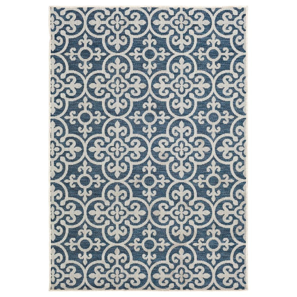Central Oriental New Zealand Need 5"3" x 7"7" Cobalt and Ecru Area Rug, , large