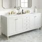 James Martin Vanities Chicago 72" Double Bathroom Vanity in Glossy White with 3 cm White Zeus Quartz Top and Rectangular Sinks, , large